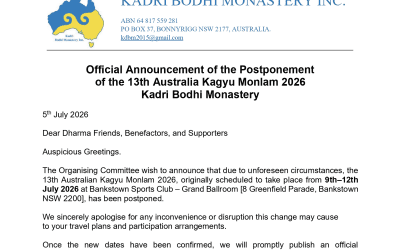 Postponement of 13th Australia Kagyu Monlam
